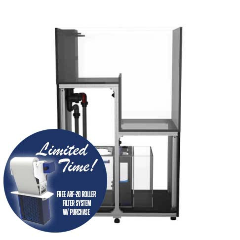 84 Gallon Peninsula Drop Off Aquarium  w/ Black Stand - Full Package - Fiji Cube